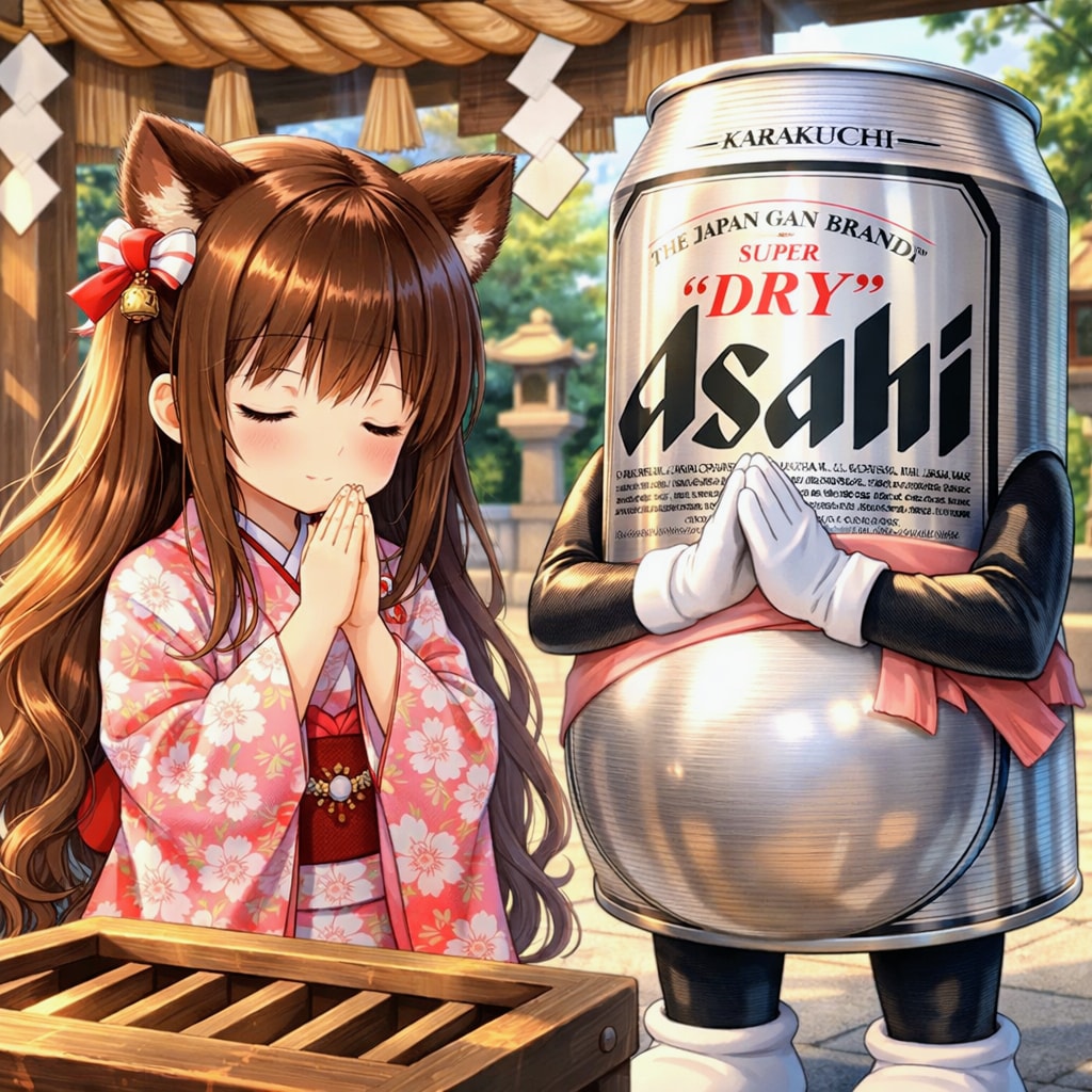 安産祈願をする小さな女の子