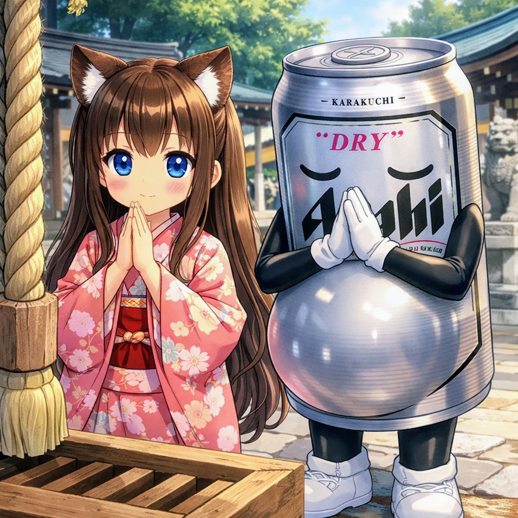 安産祈願をする小さな女の子