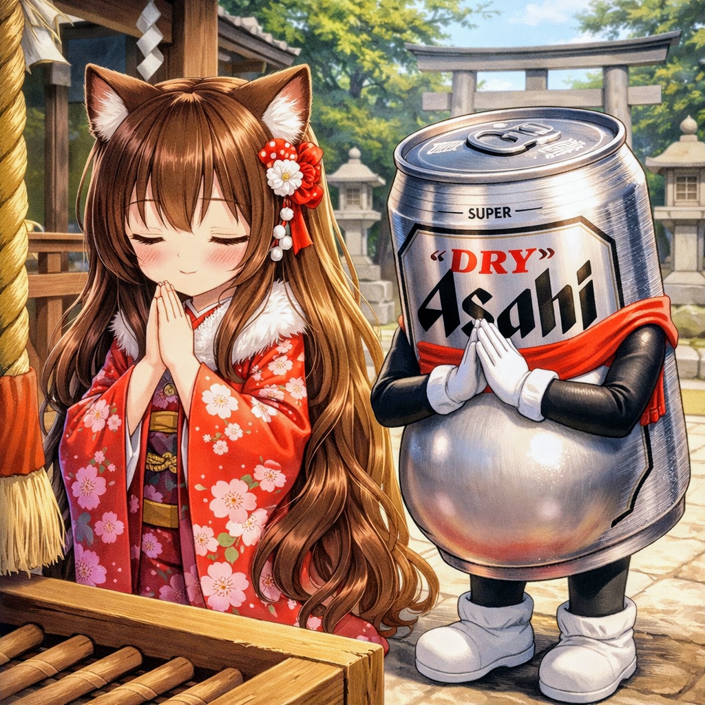 安産祈願をする小さな女の子