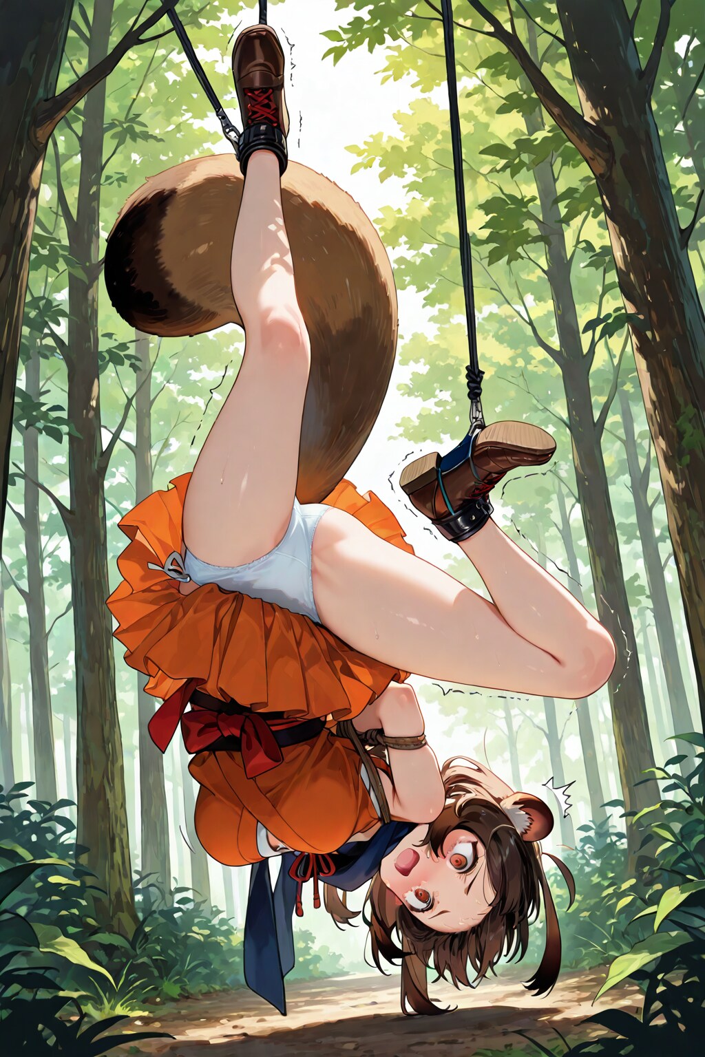 罠にかかるタヌキ