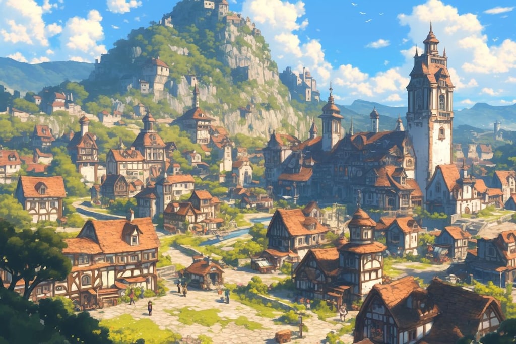 ファンタジー背景(街中)