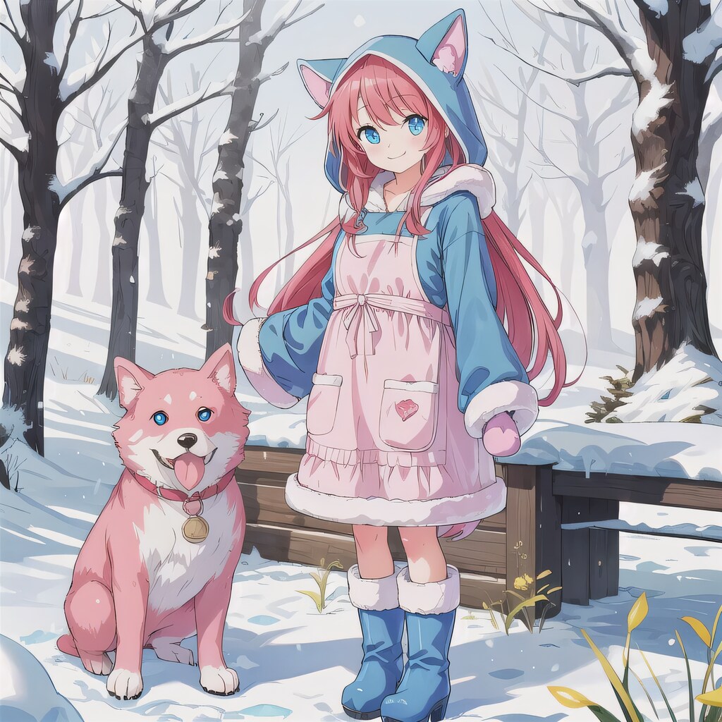 赤髪ロングでコートの少女