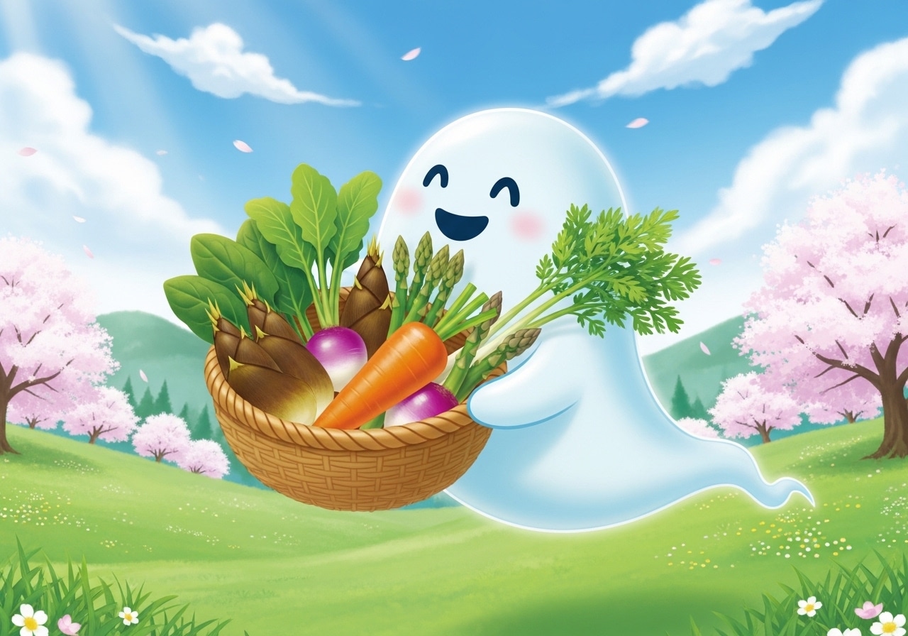 春野菜を届けるお化けさん | の人気AIイラスト・グラビア