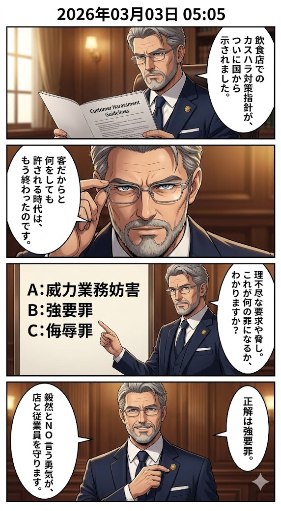 飲食店向けカスタマーハラスメント対策ガイドライン | の人気AIイラスト・グラビア