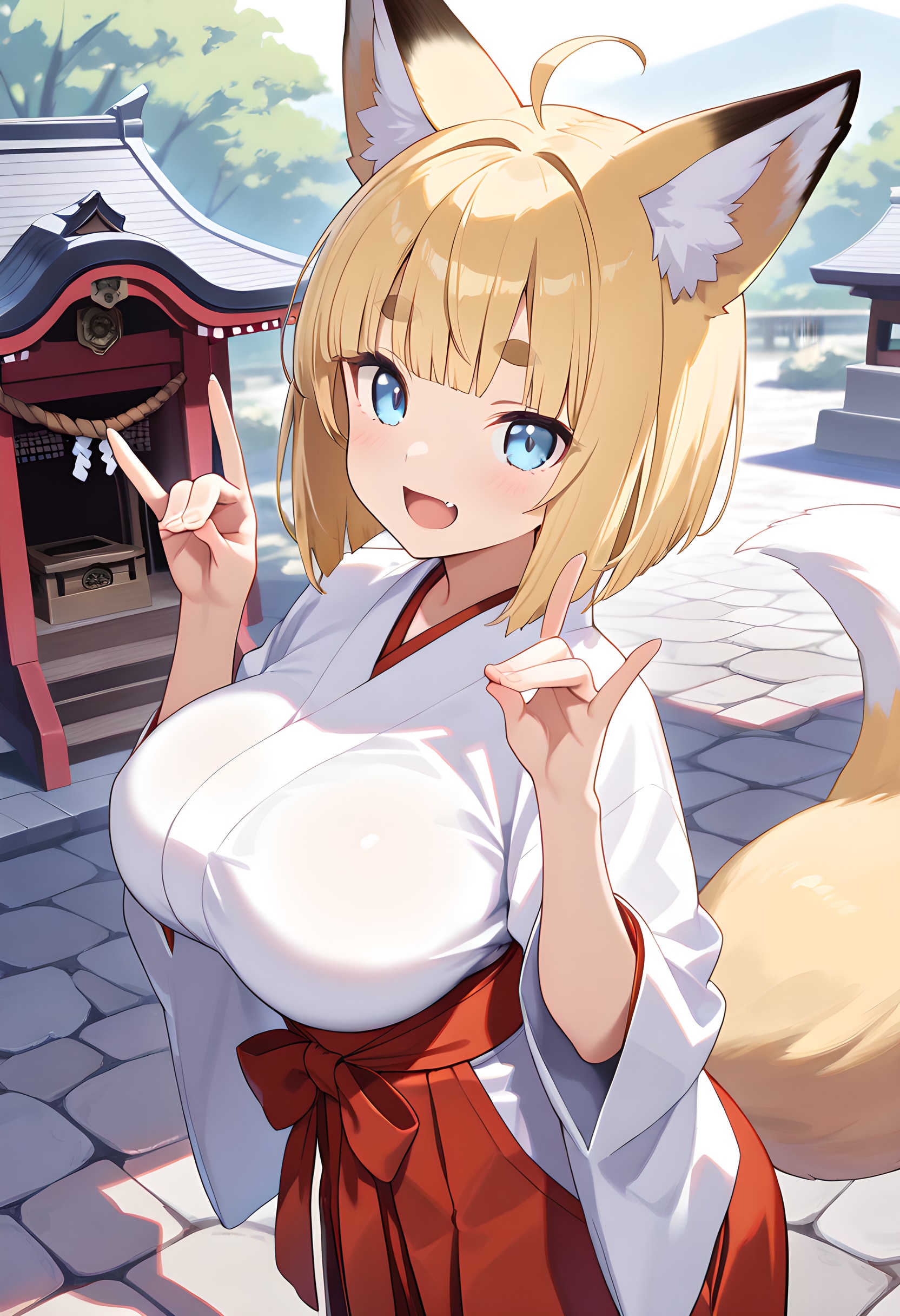 狐耳の巫女さん