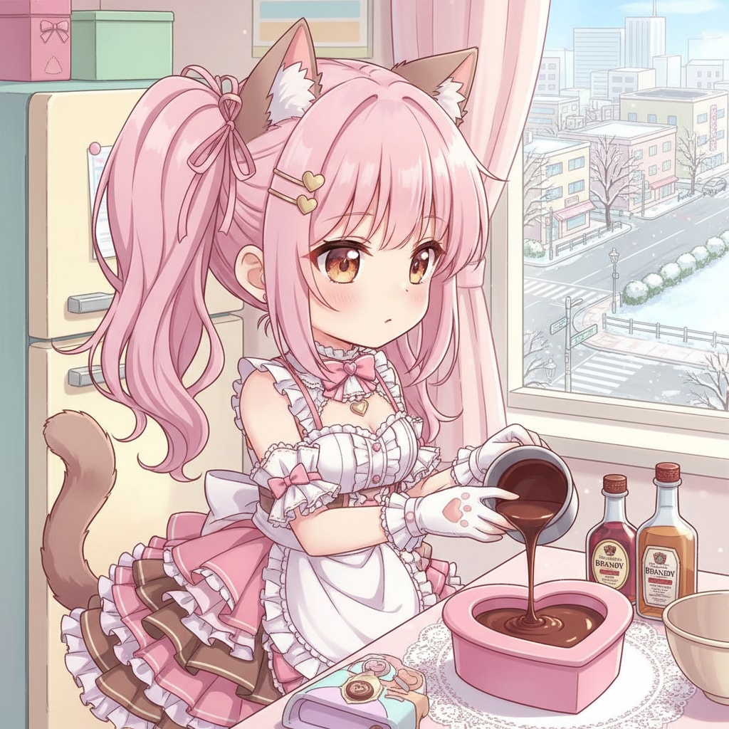 ももツイにゃん。バレンタインチョコ。アニメ風。chibi. | の人気AIイラスト・グラビア