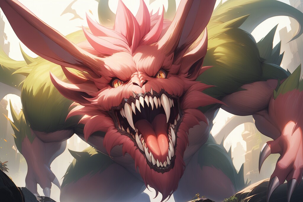 思ったより大きなウサギに追いかけられている。