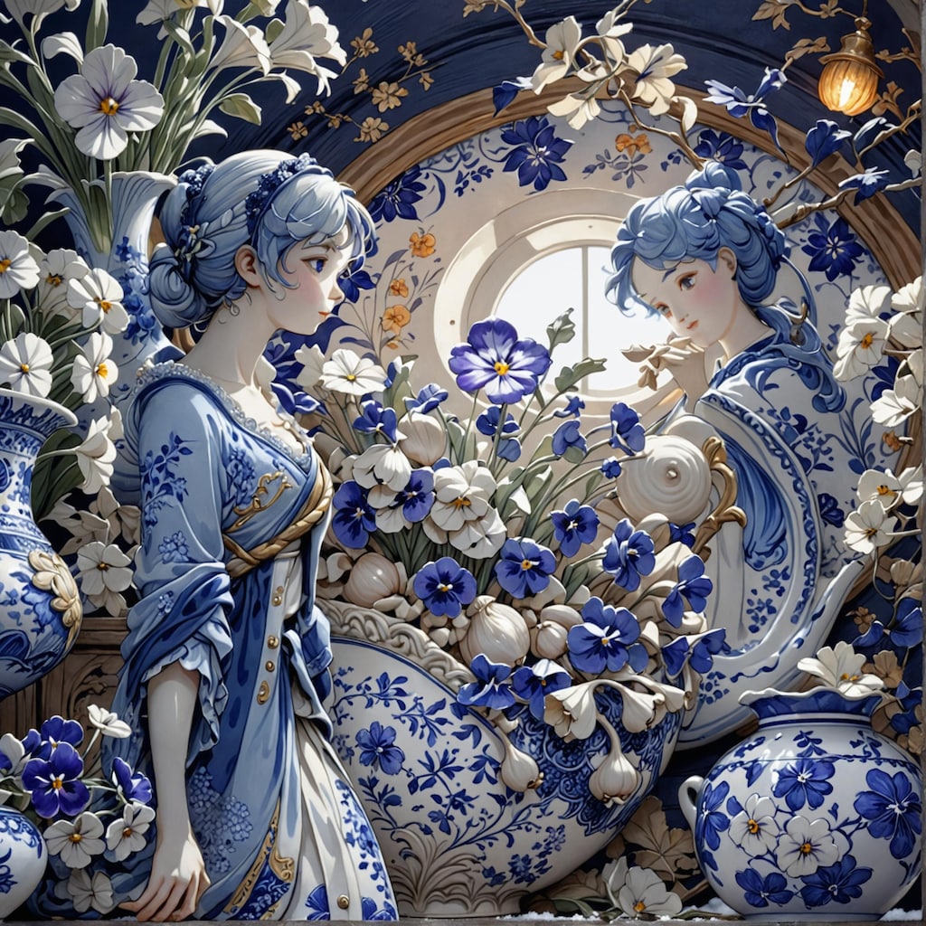 華やかな切り紙の花娘