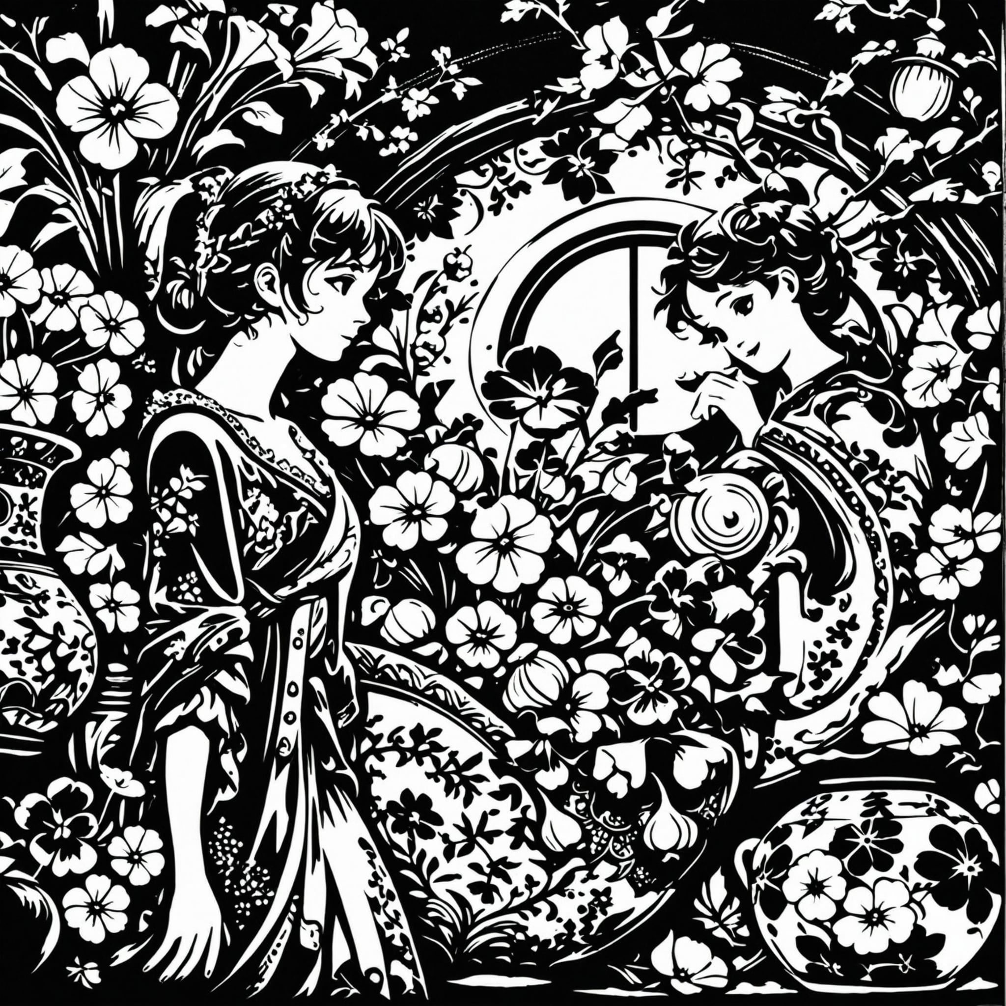 華やかな切り紙の花娘 | の人気AIイラスト・グラビア