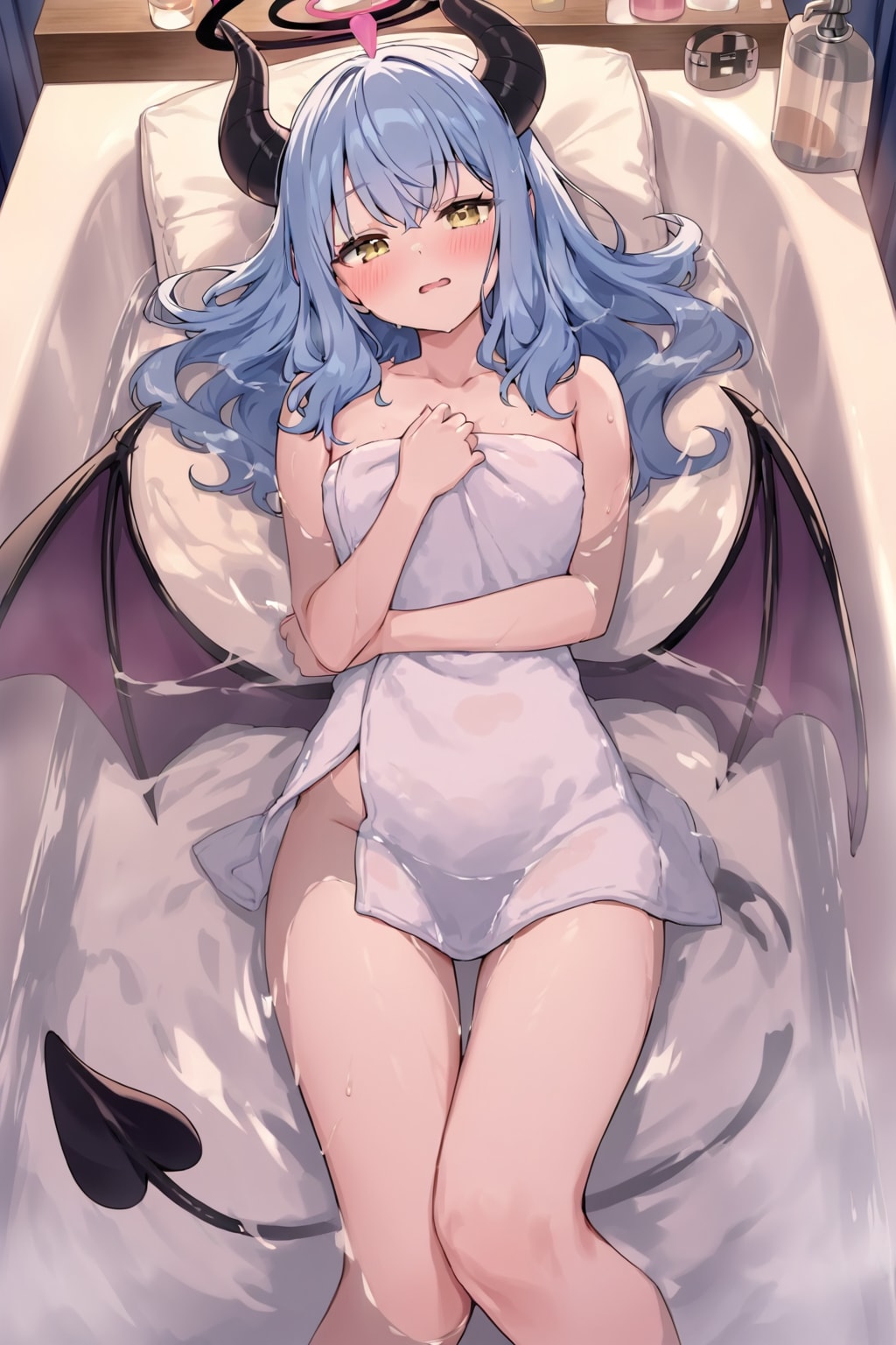バスタオル姿の女悪魔