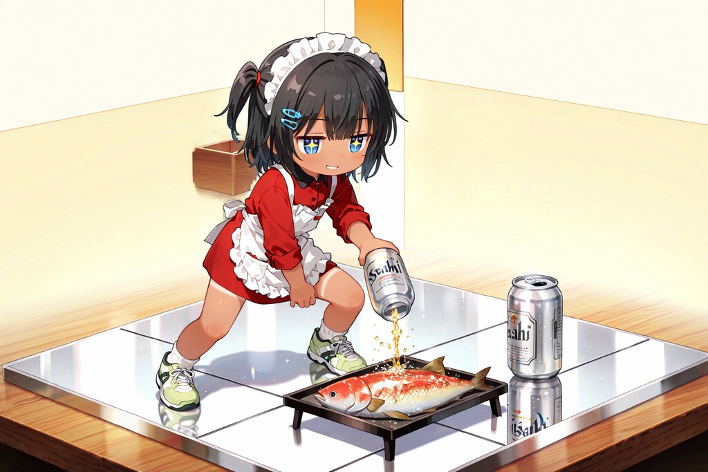 魚とビールとこなつちゃん。（箱庭のこなつちゃん その18）