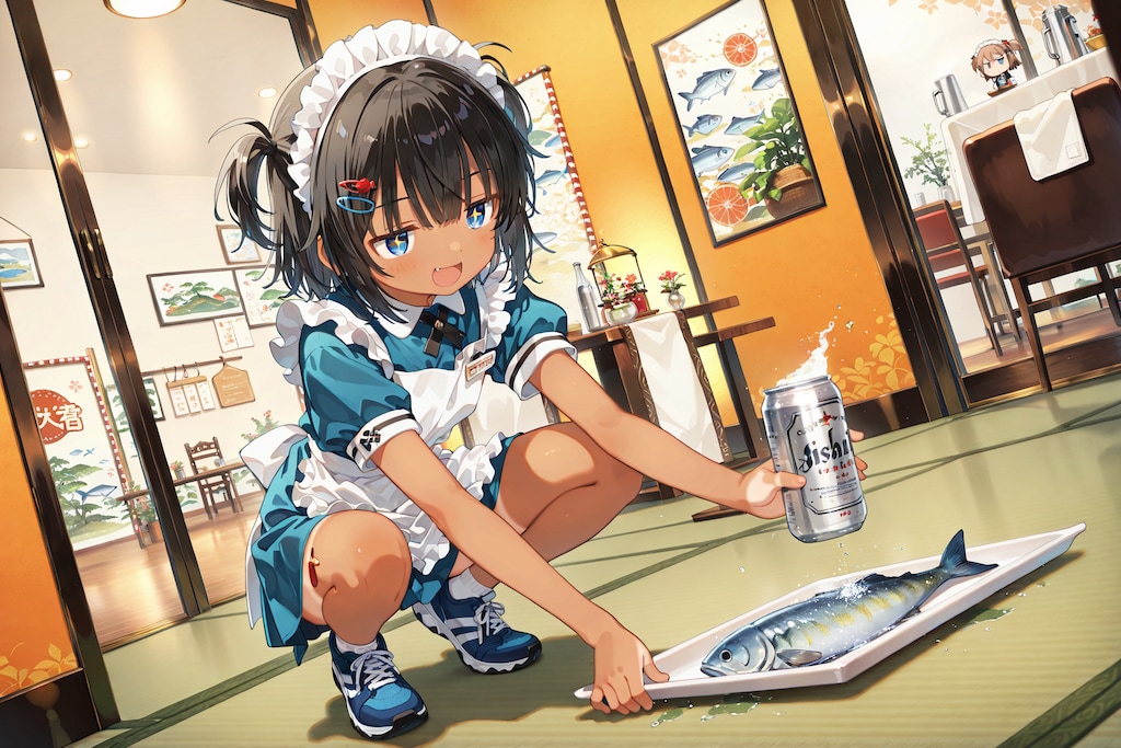 魚とビールとこなつちゃん。（箱庭のこなつちゃん その18）