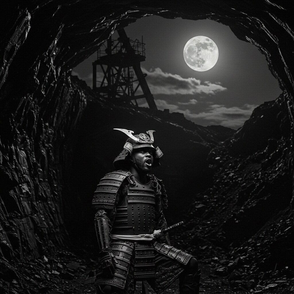 炭坑で炭坑節を歌っている武士YASUKE