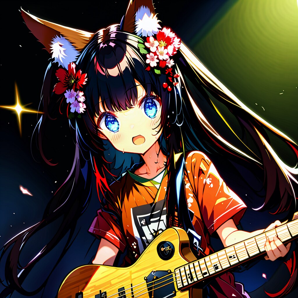 夜空の狐耳ギタリスト