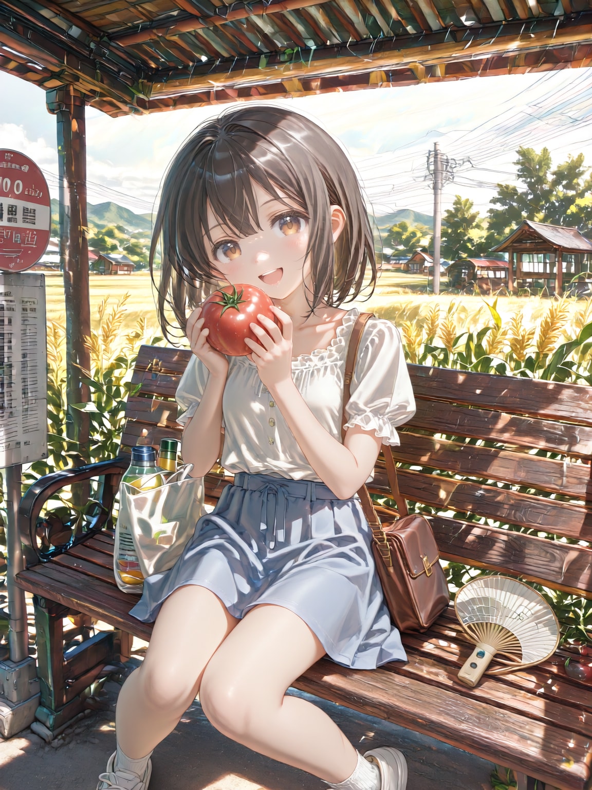 おばあちゃんにトマトをもらった