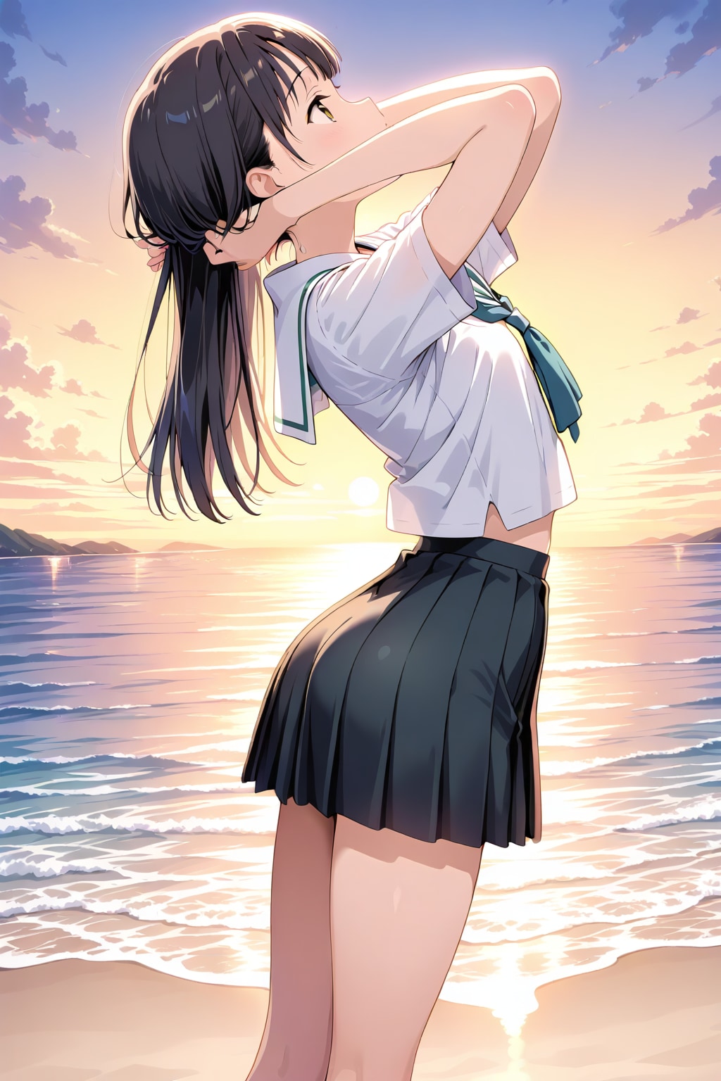 夕暮れの浜辺