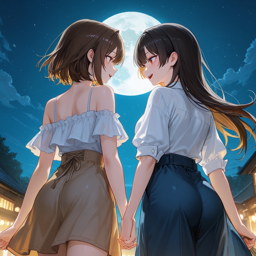 043 月夜の散歩デート by Anima | の人気AIイラスト・グラビア