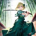 竹林に緑の矢絣 3枚目