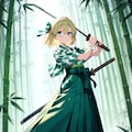 竹林に緑の矢絣 2枚目