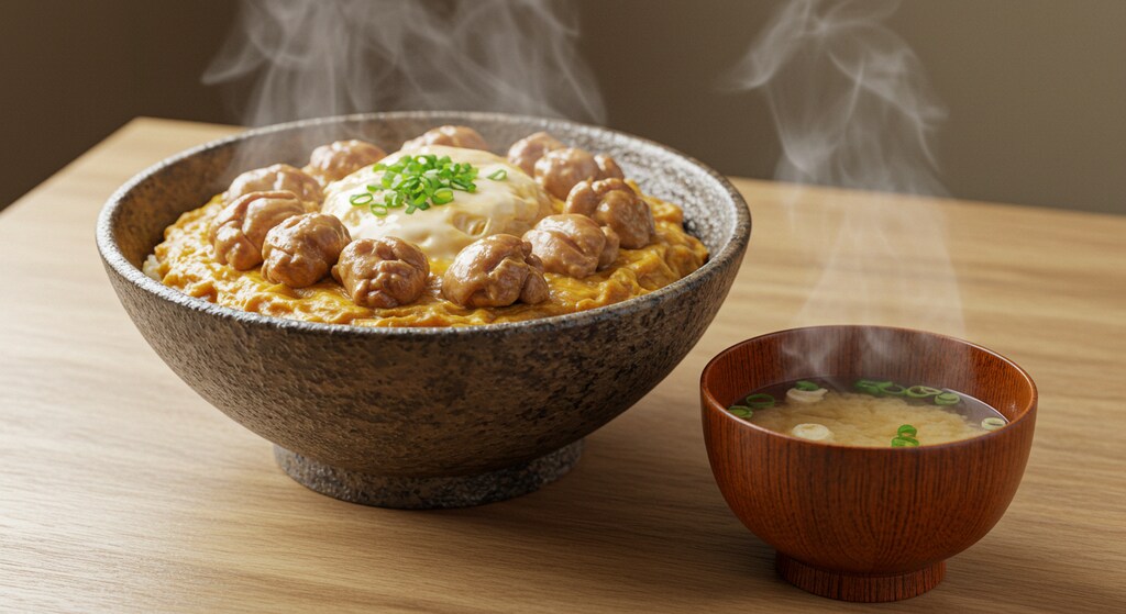 摩訶不思議食堂の親子丼と味噌汁のセット