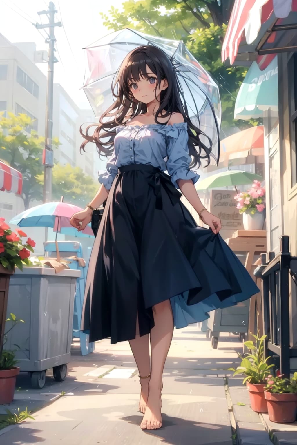 素足のまま歩くお姉さん | の人気AIイラスト・グラビア