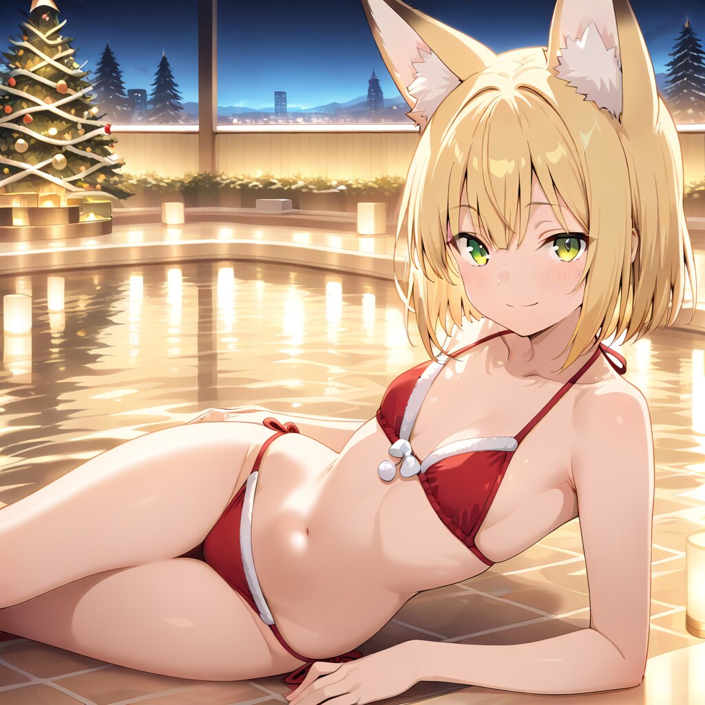 サンタビキニと温水プール！