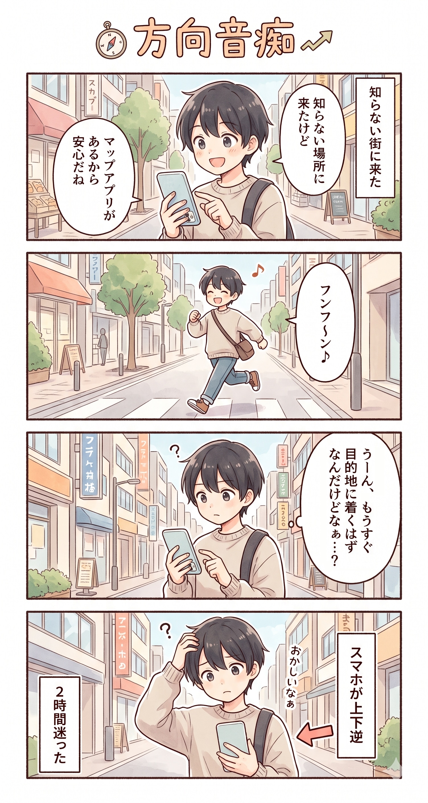 #74 ゆる日常4コマ「方向音痴」