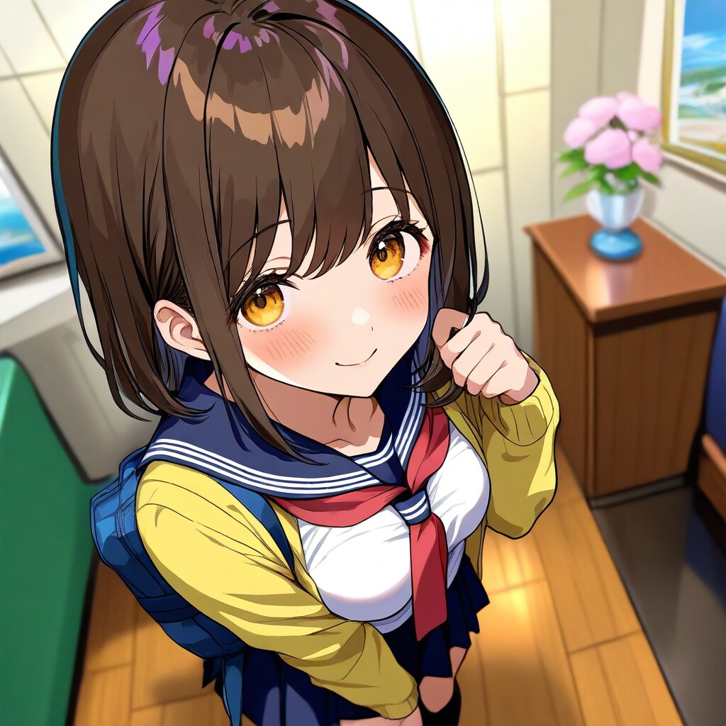 上目遣い女子高生