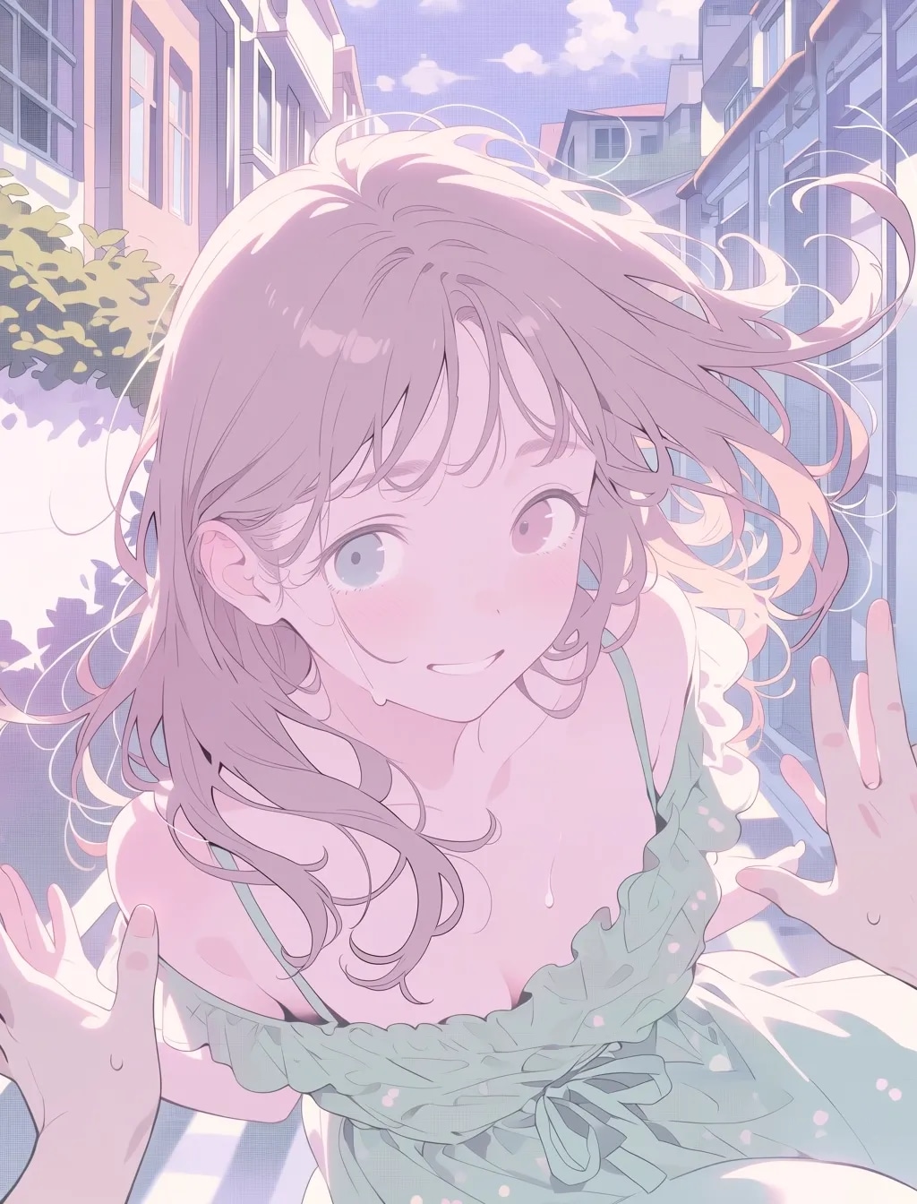 胸をアピール