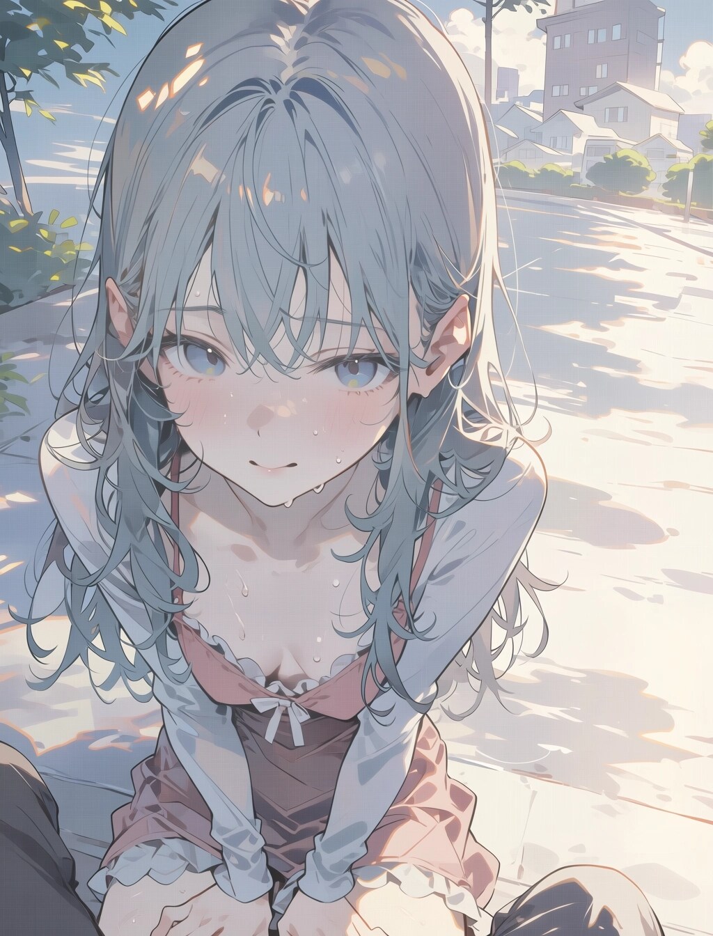 胸をアピール
