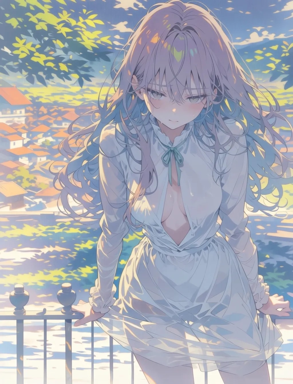 胸をアピール