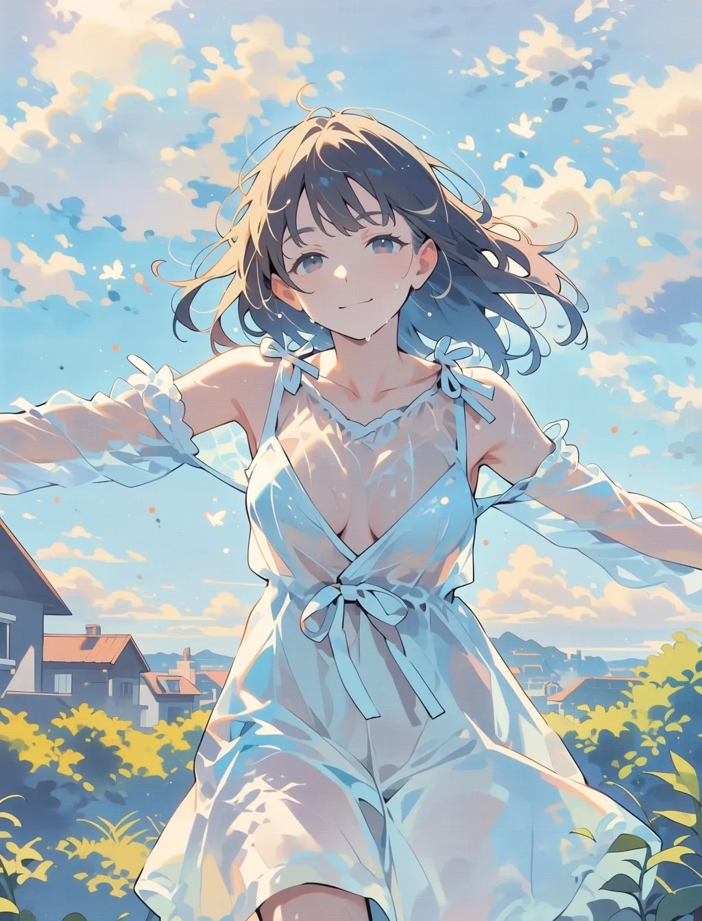 胸をアピール