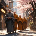 京都の街を行く五人の托鉢僧 ～静寂と喧騒の交差点～ 2枚目