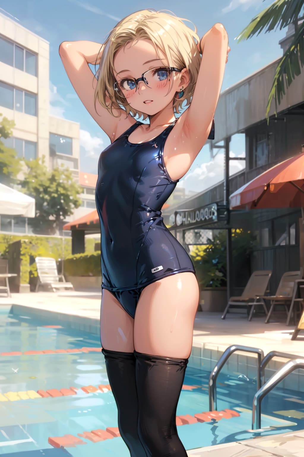 スク水の眼鏡っ娘