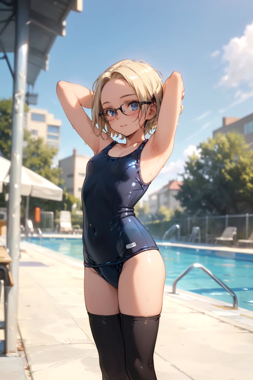 スク水の眼鏡っ娘