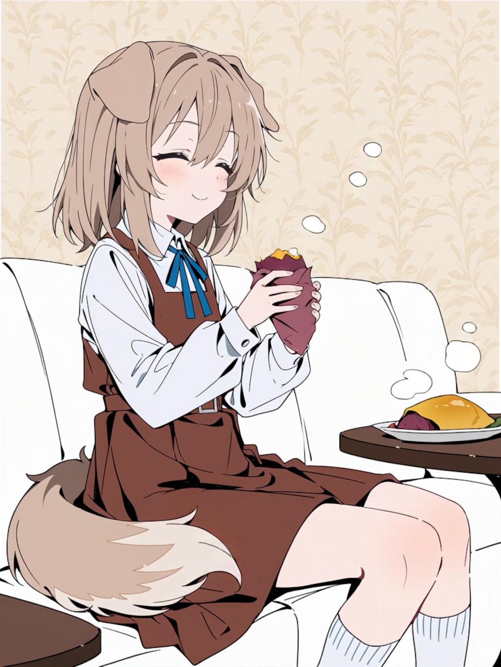 焼き芋を食べる２【パラパライラスト】