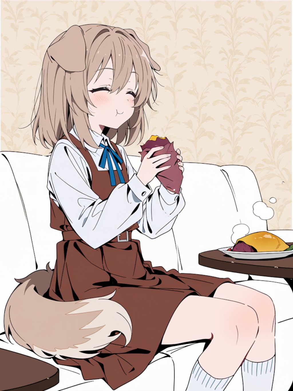 焼き芋を食べる２【パラパライラスト】