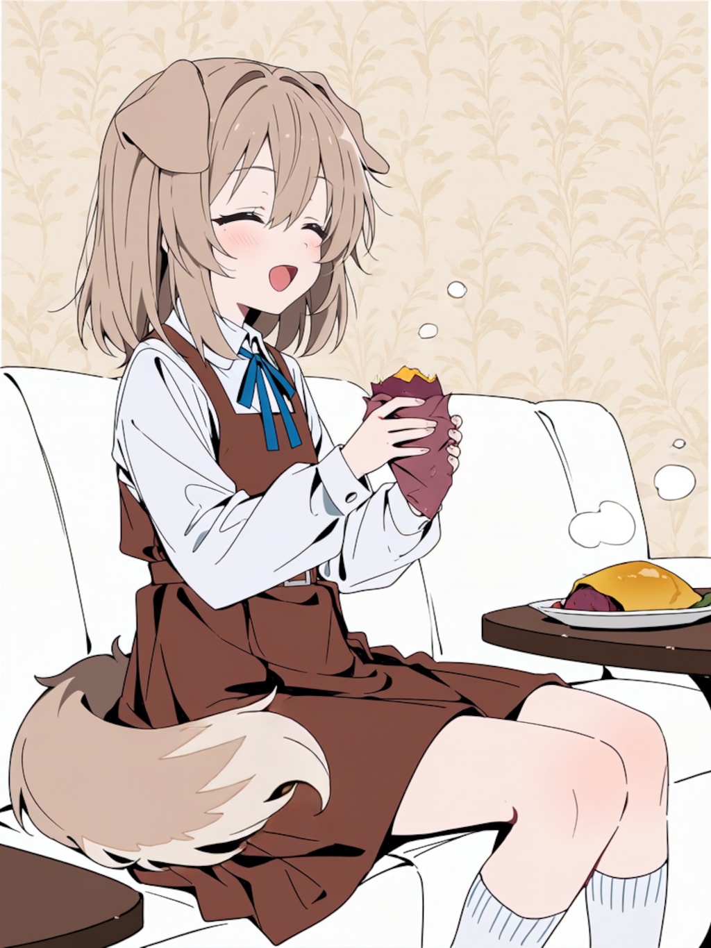 焼き芋を食べる２【パラパライラスト】