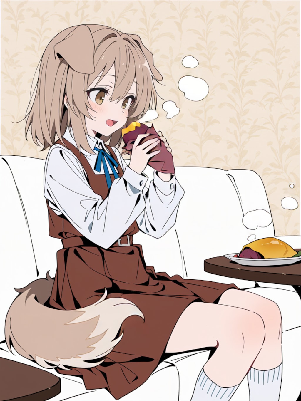 焼き芋を食べる２【パラパライラスト】