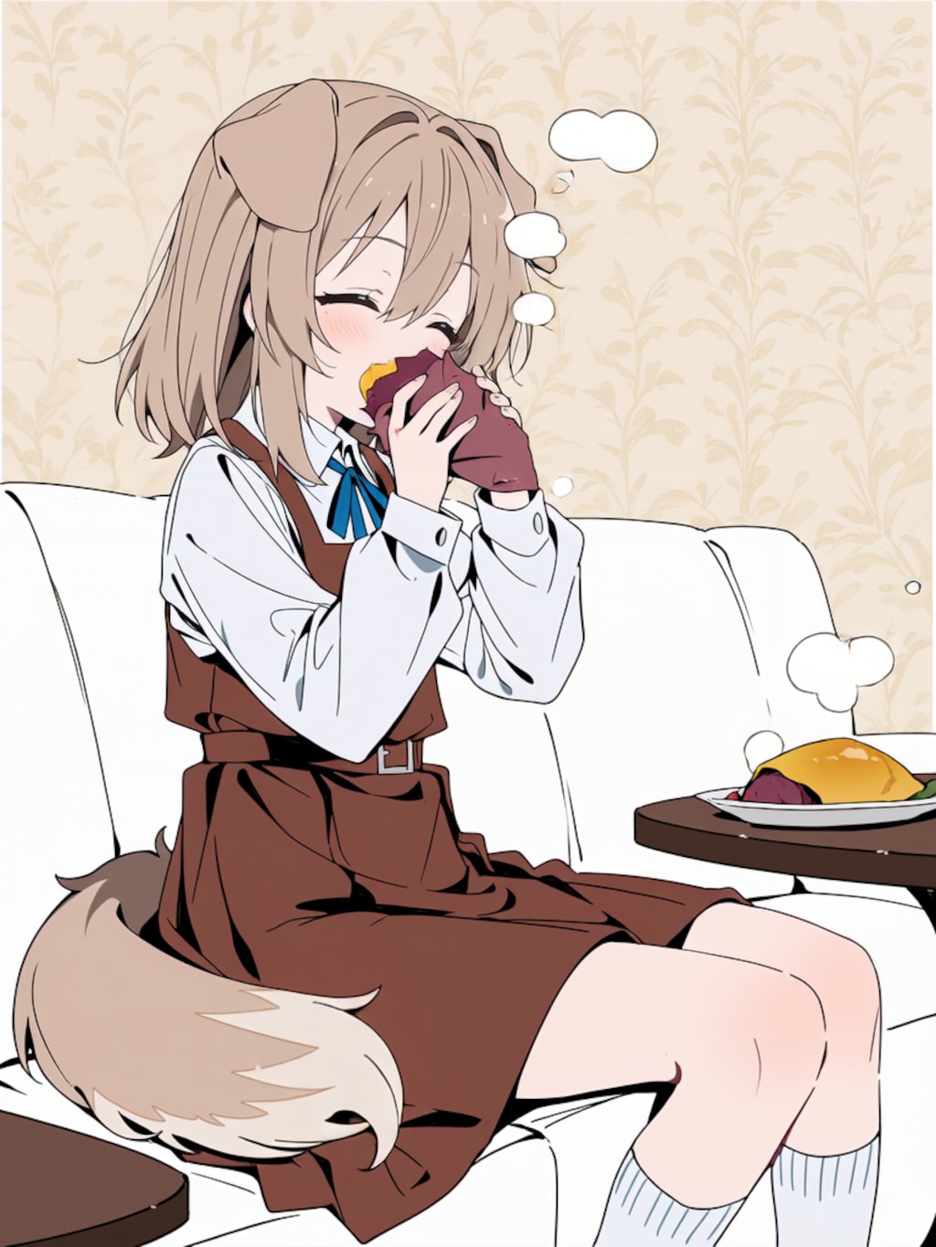 焼き芋を食べる２【パラパライラスト】