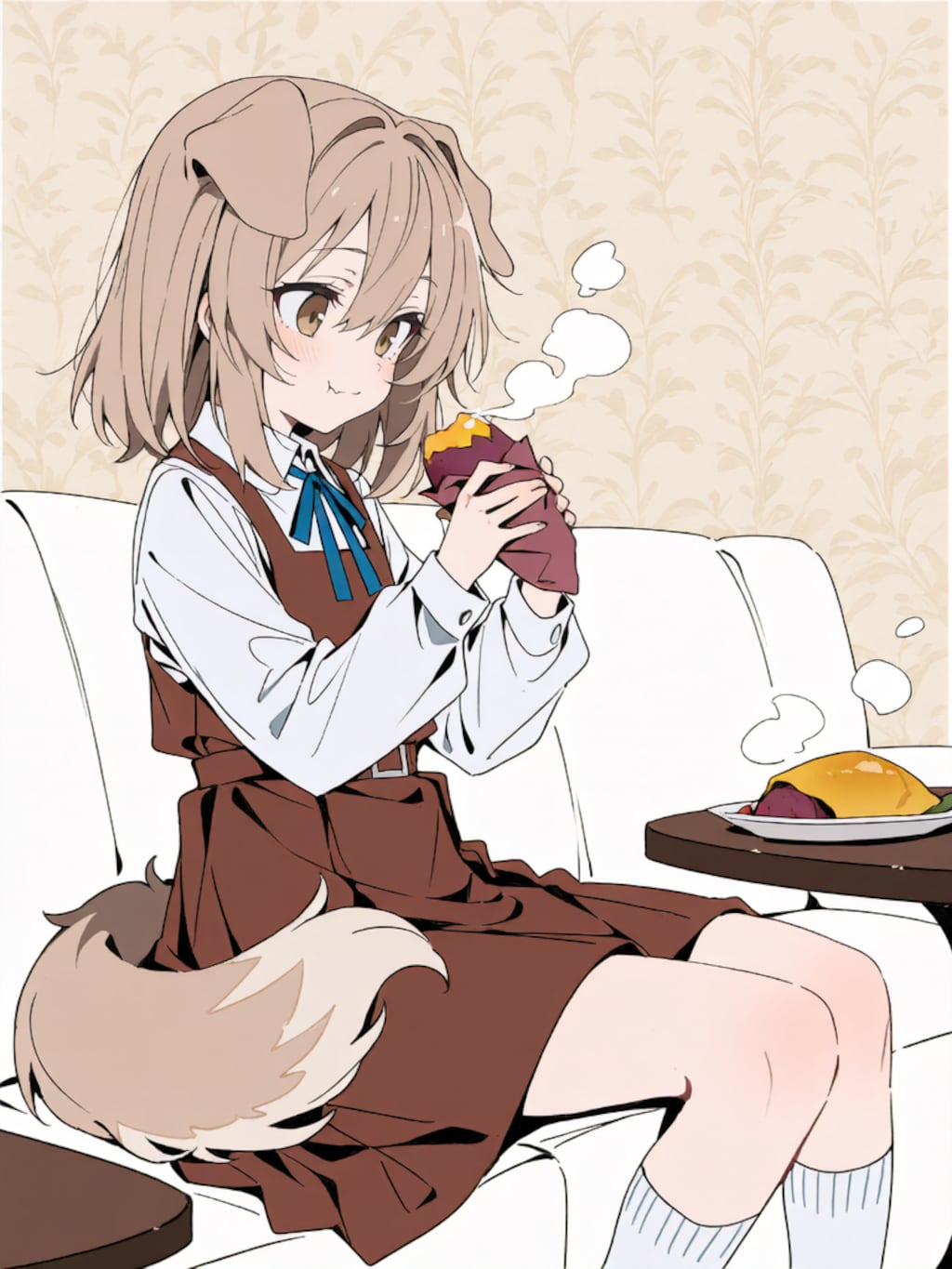 焼き芋を食べる２【パラパライラスト】