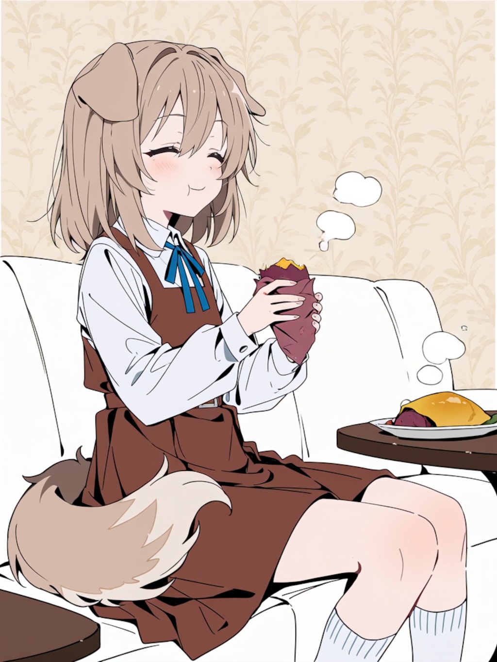 焼き芋を食べる２【パラパライラスト】