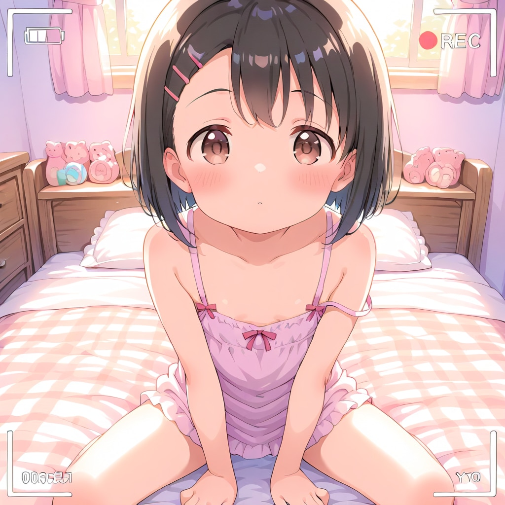 ベッドでちょこんと可愛いロリ