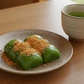 デザートの蕨餅と緑茶のセット2種類 2枚目