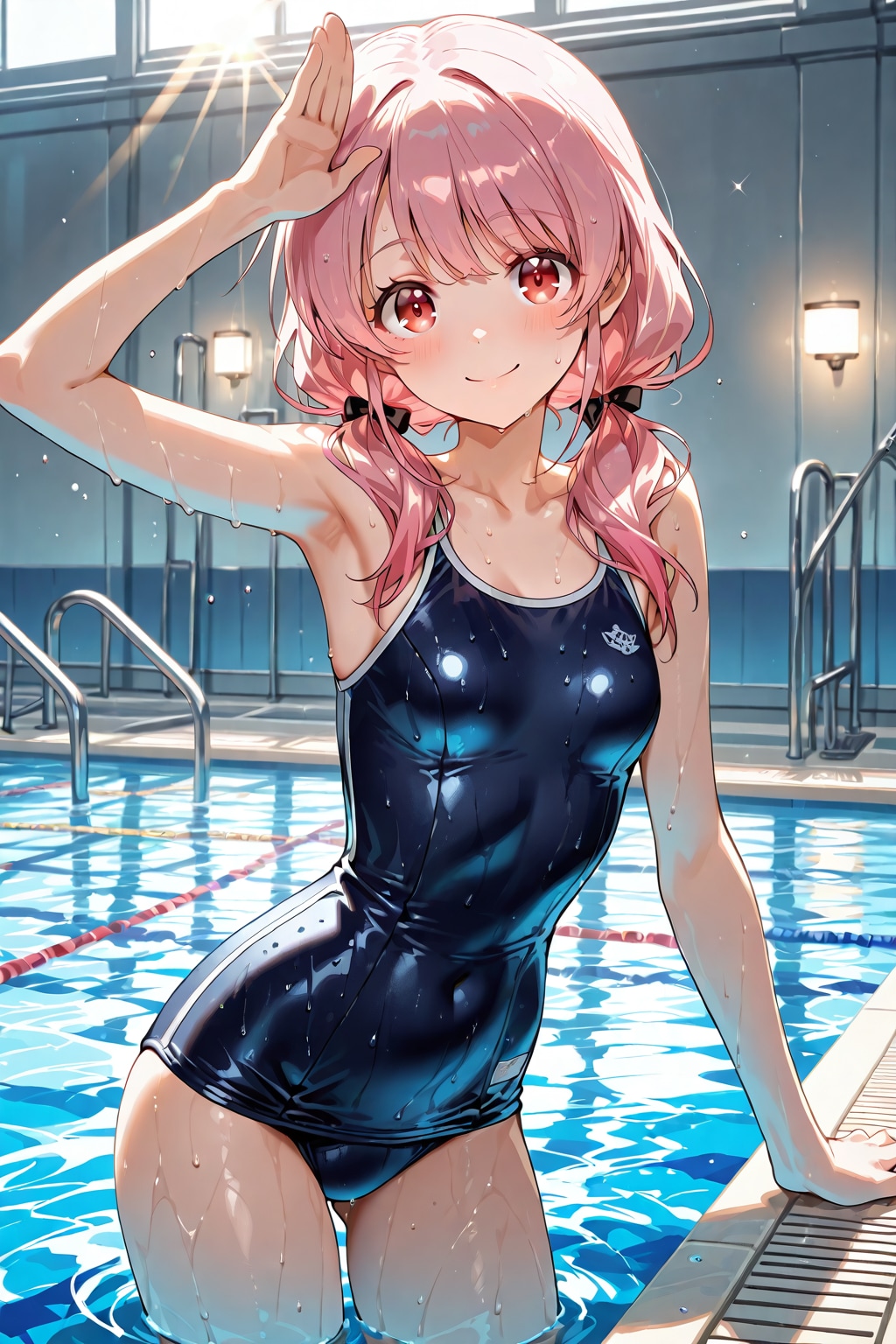 プールでスクール水着編