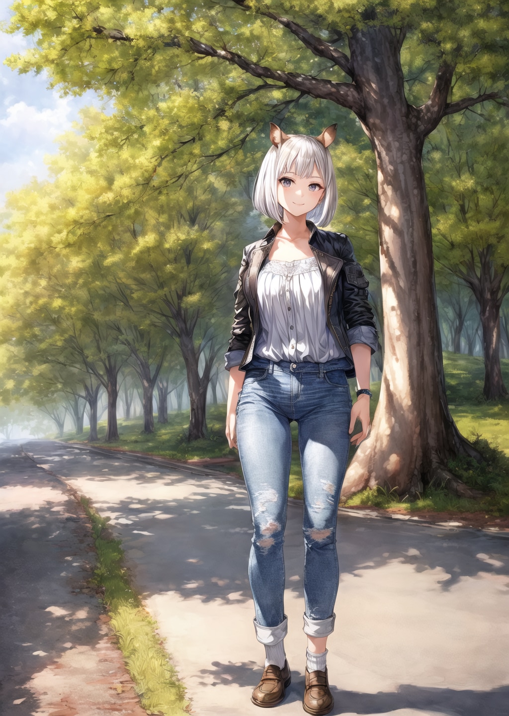 【リク対応】プラチナ髪ボブのリス耳女の子 | の人気AIイラスト・グラビア