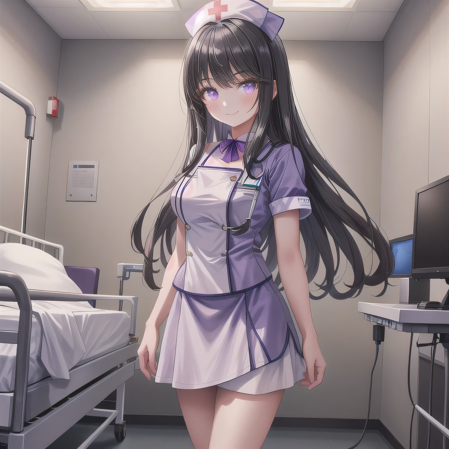 黒髪ロングで看護服の少女１２ | の人気AIイラスト・グラビア