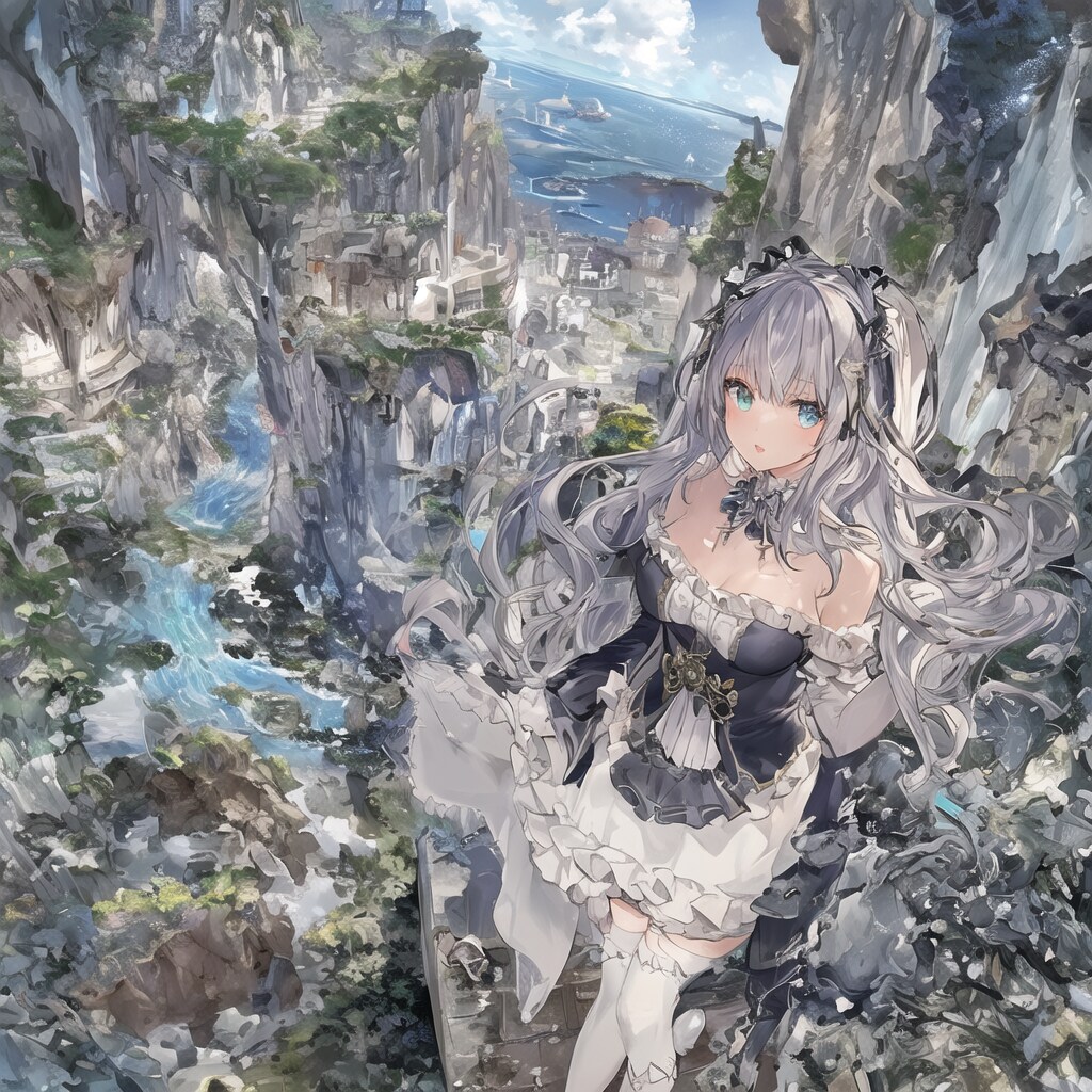 女の子と崖際で