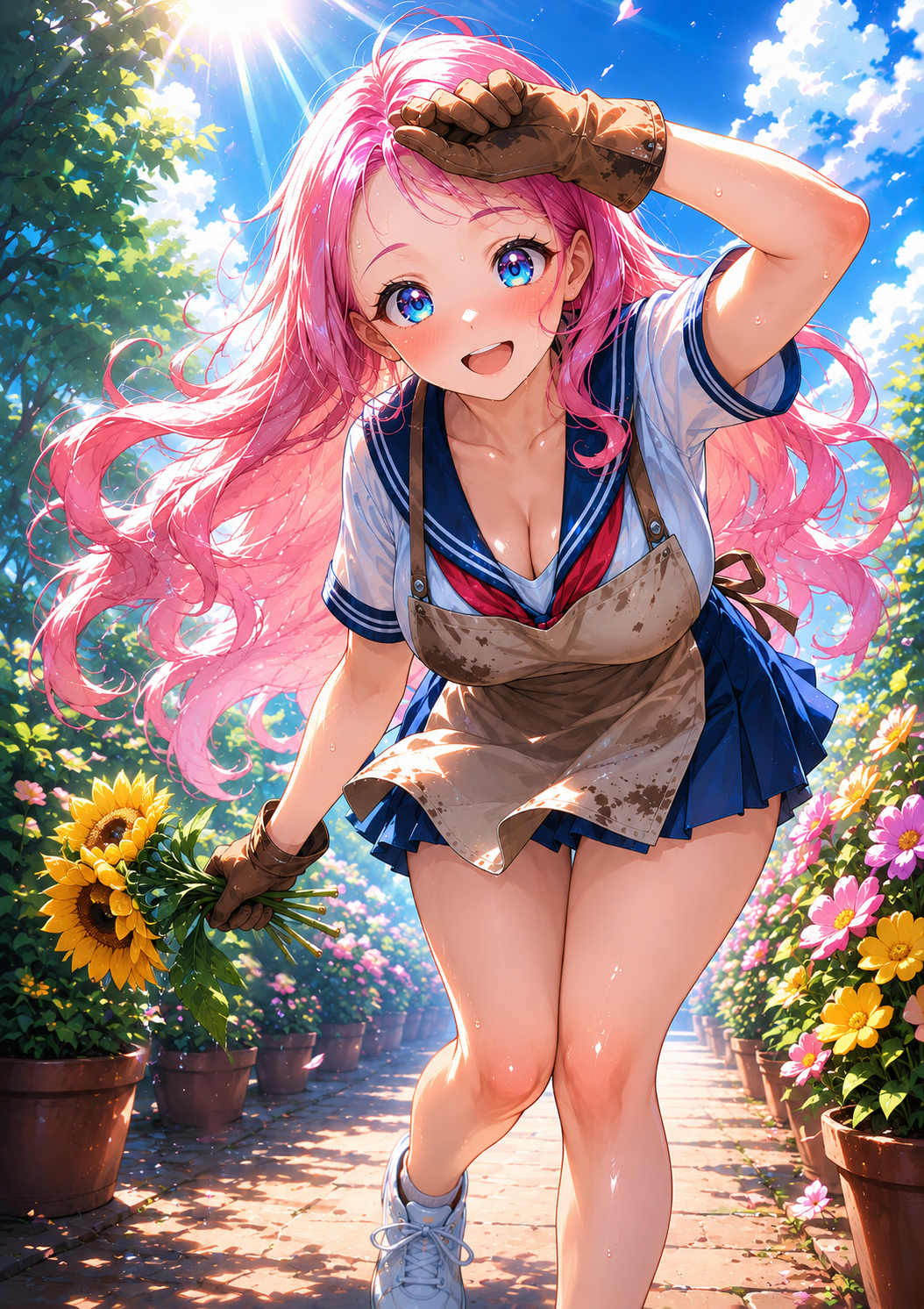 陽光の中の花道