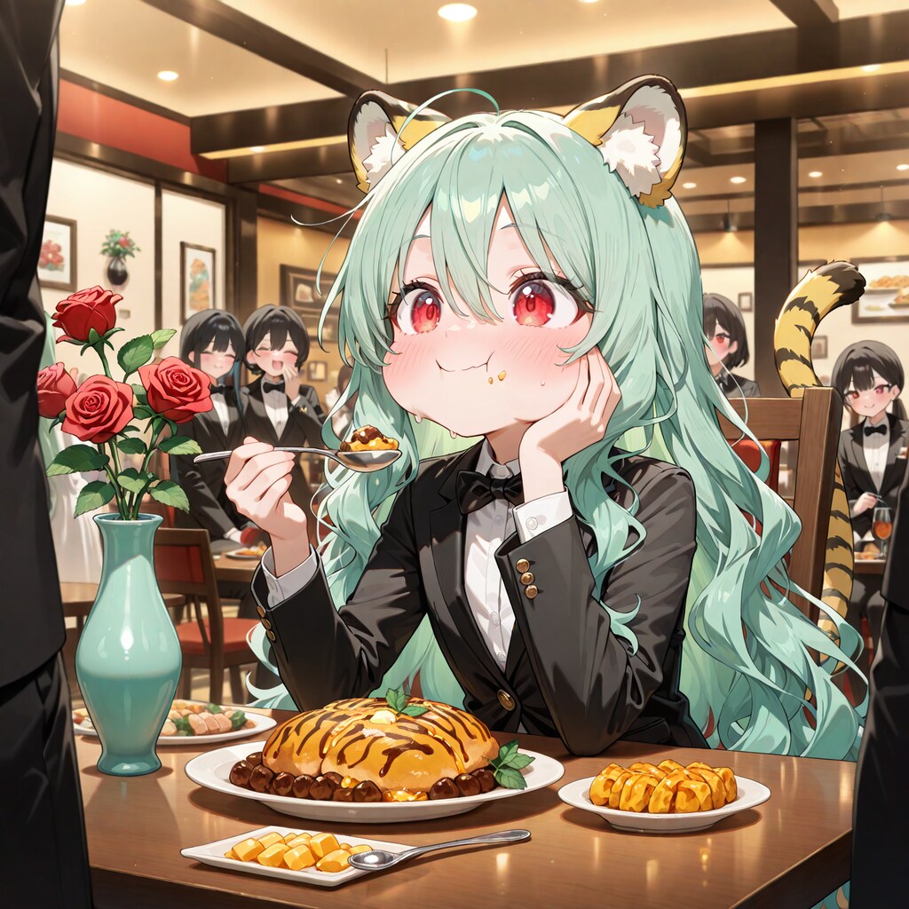 ビュッフェを堪能するうちのこ